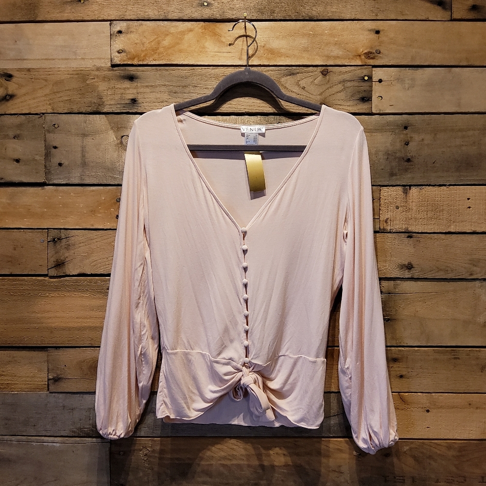 Venus Button Tie Front Blouse